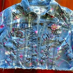 Hand Painted Denim Crop Jacket